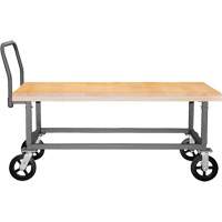 Adjustable Wood Deck Platform Truck, 48" L x 24" W, 1800 lbs. Capacity, Mold-on Rubber Casters Smart Ofis