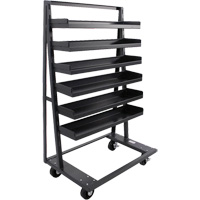 Single-Sided Heavy Duty A-Frame Cart with 6 Lipped Trays, 38" x 25" x 63", 2500 lbs. Capacity Smart Ofis