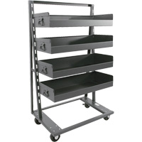 Single-Sided Heavy Duty A-Frame Cart with 4 Large Lipped Trays, 38" x 25" x 63", 2500 lbs. Capacity Smart Ofis