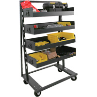 Single-Sided Heavy Duty A-Frame Cart with 4 Large Lipped Trays, 38" x 25" x 63", 2500 lbs. Capacity Smart Ofis