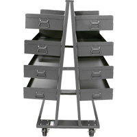 Double-Sided Heavy Duty A-Frame Cart with 8 Large Lipped Trays, 38" x 30" x 63", 2500 lbs. Capacity Smart Ofis