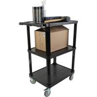 Utility Cart with Flat Shelf, 3 Tiers, 18-1/8" x 37-3/8" x 27-3/4", 330 lbs. Capacity Smart Ofis