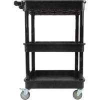 Utility Cart with Deep Lip Shelf, 3 Tiers, 19" x 39-1/2" x 28-1/4", 330 lbs. Capacity Smart Ofis