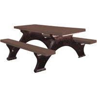 Recycled Plastic Picnic Tables, 6' L x 62-1/4" W, Brown Smart Ofis