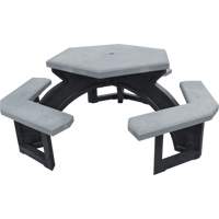 Tables de pique-nique hexagonales en plastique recycl&eacute;, 78" lo x 78" la, Gris Smart Ofis