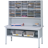 E-z Sort&reg; Mailroom Furniture-sorting Tables With Shelf-base Table With Shelf, 60" W x 28" D x 36" H, Laminate Smart Ofis