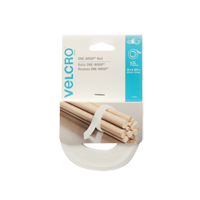 Ruban d'attaches One-Wrap, Boucle et crochet, 12' x 3/4", Auto-aggripant, Blanc Smart Ofis