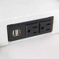 Soar Sit/Stand Electric Desk with Dual Monitor Arm, Desktop Unit, 37-1/4" H x 27-3/4" W x 22" D, White Smart Ofis