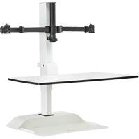Soar Sit/Stand Electric Desk with Dual Monitor Arm, Desktop Unit, 37-1/4" H x 27-3/4" W x 22" D, White Smart Ofis