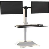 Soar Sit/Stand Electric Desk with Dual Monitor Arm, Desktop Unit, 37-1/4" H x 27-3/4" W x 22" D, White Smart Ofis