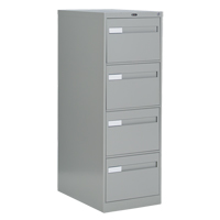 Vertical Filing Cabinet with Recessed Drawer Handles, 4 Drawers, 18.15" W x 26.56" D x 52" H, Grey Smart Ofis