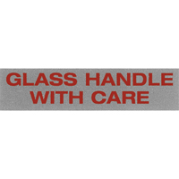 "Glass Handle with Care" Special Handling Labels, 5" L x 2" W, Black on Red Smart Ofis
