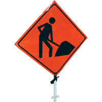 Men At Work Pole Sign, 24" x 24", Vinyl, Pictogram Smart Ofis