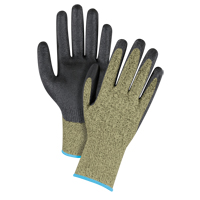 Gants &eacute;lastiques sans coutures r&eacute;sistants &agrave; la coupe noir & jaune, Taille T-Grand/10, Calibre 13, Rev&ecirc;tement Mousse de nitrile, Enveloppe en Aramide, ASTM ANSI niveau A6 Smart Ofis