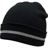 Bonnet en tricot avec bande r&eacute;fl&eacute;chissante argent&eacute;e, Taille unique, Noir Smart Ofis