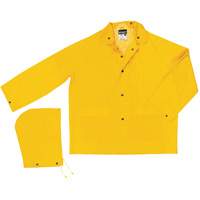 Classic Series Rain Jacket with Detachable Hood, Polyester/PVC, Large, Yellow Smart Ofis