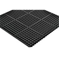 Cushion-Ease&reg; 550 Interlocking Anti-Fatigue Mat, Slotted, 3' x 3' x 3/4", Black, Rubber Smart Ofis