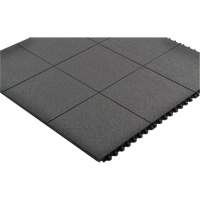 Cushion-Ease&reg; Interlocking Anti-Fatigue Mat, Pebbled, 3' x 3' x 3/4", Black, Natural Rubber Smart Ofis