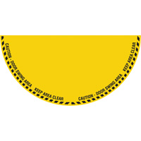 "Caution" Half Circle Swing Door Floor Sign, Adhesive, English with Pictogram Smart Ofis