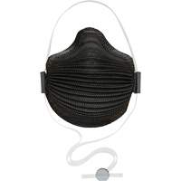 Masques jetables AirWave s&eacute;rie M noirs avec SmartStrap et embout nasal, N95, Certifi&eacute; NIOSH, Moyen/grand Smart Ofis