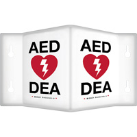 90° Projecting "AED/DEA" Sign, 6" x 5", Plastic, Bilingual with Pictogram Smart Ofis