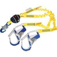 Twin-Leg Stretch Web Shock-Absorbing Lanyard, 6', Rebar Hook Center, Snap Hook Leg Ends Smart Ofis