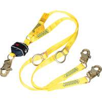 Twin-Leg Tie-Back Web Shock-Absorbing Lanyard, 6', Snap Hook Center, Snap Hook Leg Ends, Polyester Smart Ofis