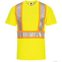 Contrast-Striped Safety T-Shirt, Polyester, Small, High Visibility Lime-Yellow Smart Ofis