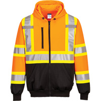 Contrast-Striped Safety Hoodie, Small, Black/High Visibility Orange Smart Ofis