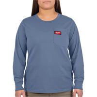 GRIDIRON Long Sleeve Pocket T-Shirt, Women's, X-Small, Blue Smart Ofis