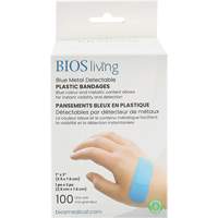 Blue Water-Resistant Bandages, Rectangular/Square, 3", Plastic Metal Detectable, Sterile Smart Ofis