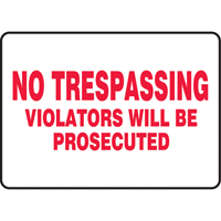 Enseigne  No Trespassing , 7" x 10", Vinyle, Anglais Smart Ofis