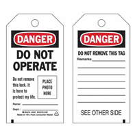 Self-Laminating "Do Not Operate" Tags, Polyester, 3" W x 5-3/4" H, English Smart Ofis