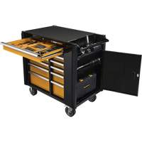 Powered Tool Cart, 11 Drawers, 42-1/2" W x 24-7/16" D x 41" H, Black/Orange Smart Ofis