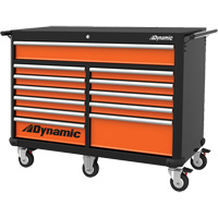 Roller Cabinet, 12 Drawers, 53" W x 24" D x 41" H, Black/Orange Smart Ofis