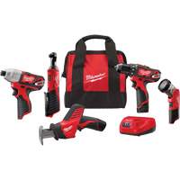M12 5-Tool Combo Kit, Lithium-Ion, 12 V Smart Ofis