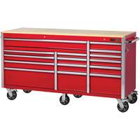 PRC7215 Pro Series Roller Cabinet, 15 Drawers, 72" W x 24" D x Red Smart Ofis