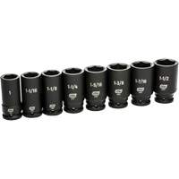 6 Point SAE Socket Set, 8 Pcs, Impact, 3/4" Drive Size, Deep Smart Ofis