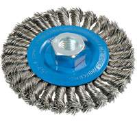 Brosse rotative &agrave; fils nou&eacute;s large, Dia. 4-1/2", Fils 0,02", Arbre 5/8"-11, Aluminium/Acier inoxydable Smart Ofis
