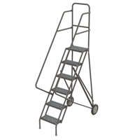 Rolling Ladder, 6 Steps, Serrated, 66" High Smart Ofis
