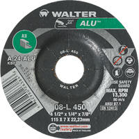 Aluminium Depressed Centre Grinding Wheels, 4-1/2" x 1/4", 7/8" Arbor, Type 27 Smart Ofis