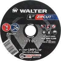 Zipcut Cut-Off Wheel, 5" x 3/64", 7/8" Arbor, Type 1, Aluminum Oxide, 12200 RPM Smart Ofis