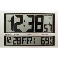 Jumbo Clock, Digital, Battery Operated, 16.5" W x 1.7" D x 11" H, Silver XD075 | Smart Ofis