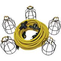 LED String Lights with Connector, 5 Lights, 50' L, Metal Housing Smart Ofis