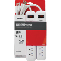 Surge Protector 2-Pack, 6 Outlets, 400 J, 1875 W, 1.5' Cord XJ247 | Smart Ofis